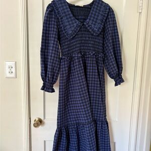 Mango Gingham Dress with Collar